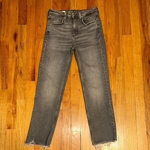 Zara Gray High Rise Ankle Cropped Jeans